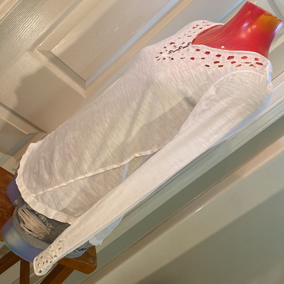 Free People White Embellished Fitted Longsleeve Blouse - Picture 6 of 15